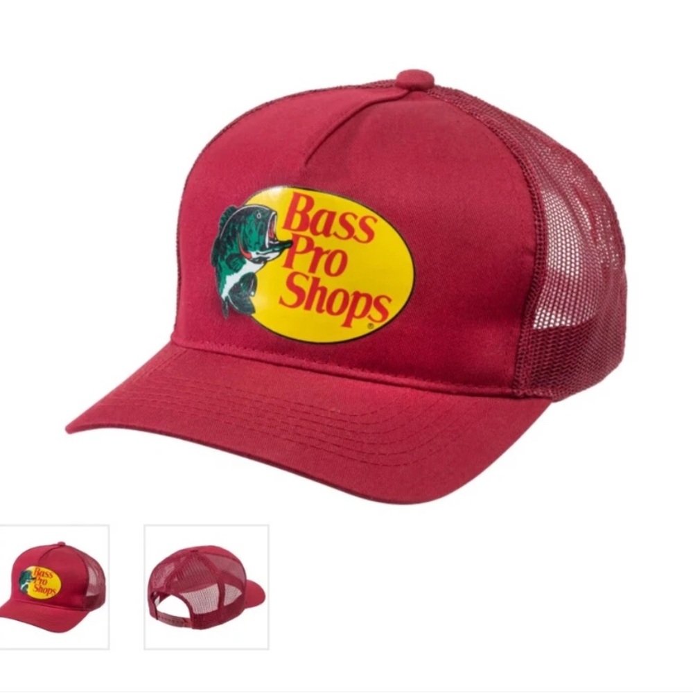Vintage Bass Pro Shop Cardinal Trucker Meshback Snapback Hat